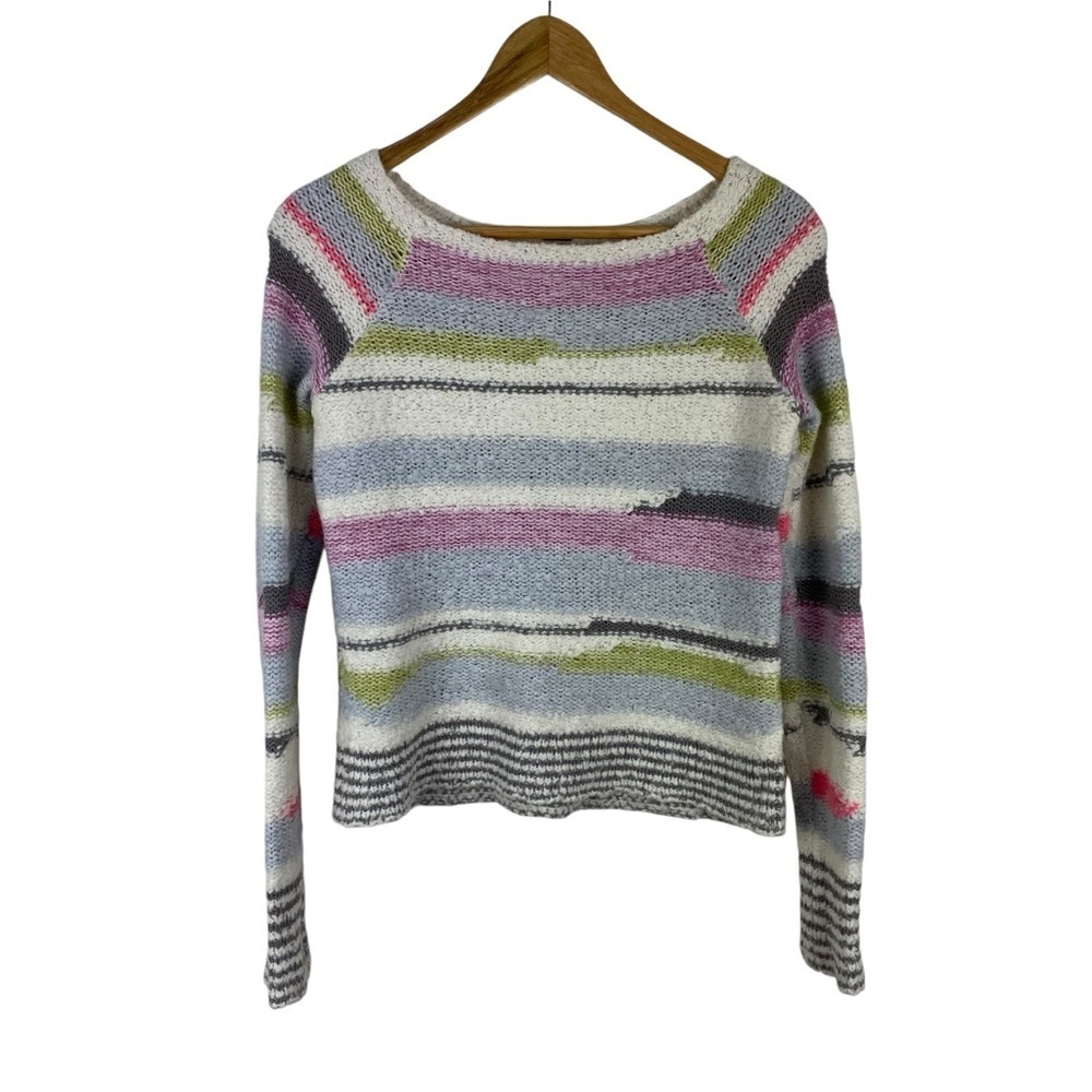 Free People Wool Blend Sweater Women’s Size XS Pullover Multi Colored Strip Gray - Picture 9 of 10